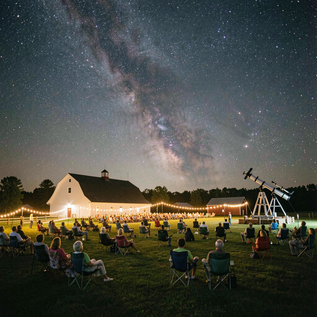 Monthly stargazing nights at Farr Family Farm attract hundreds of visitors to Aroostook County's dark skies, with the farm considering permanent telescope infrastructure.