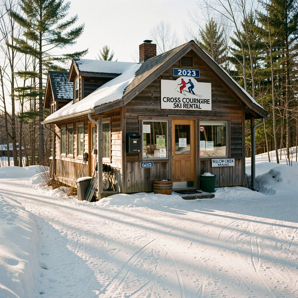 A $28,000 investment in cross-country ski equipment makes winter recreation accessible to visitors without gear, with rentals available at the town trailhead kiosk.